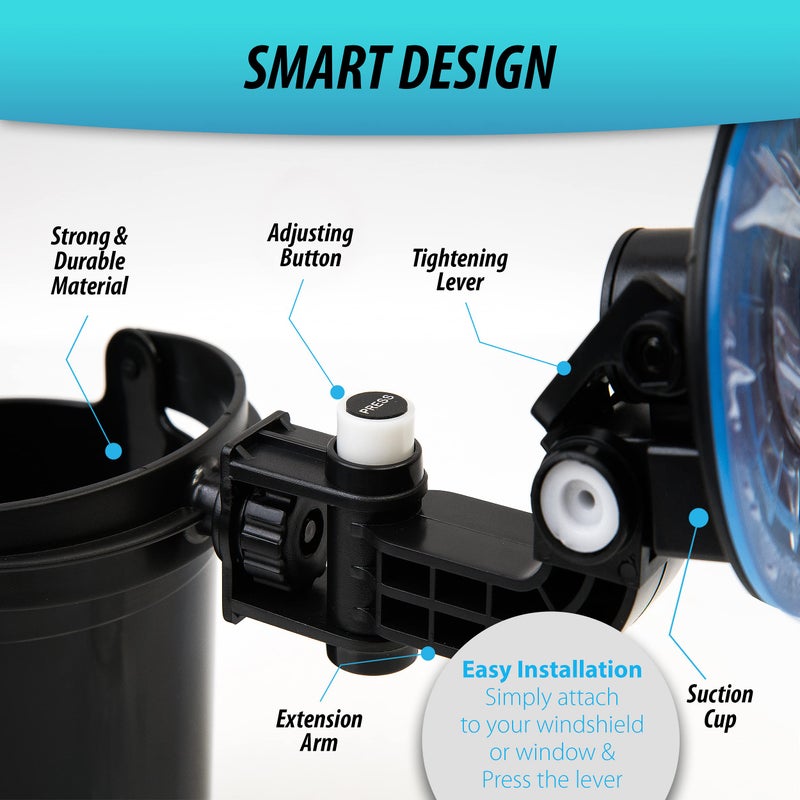 ZONETECH Recessed Folding Cup Drink Holder - Black Premium Quality Sturdy Vehicle Adjustable Beverage Organizer - Image 3